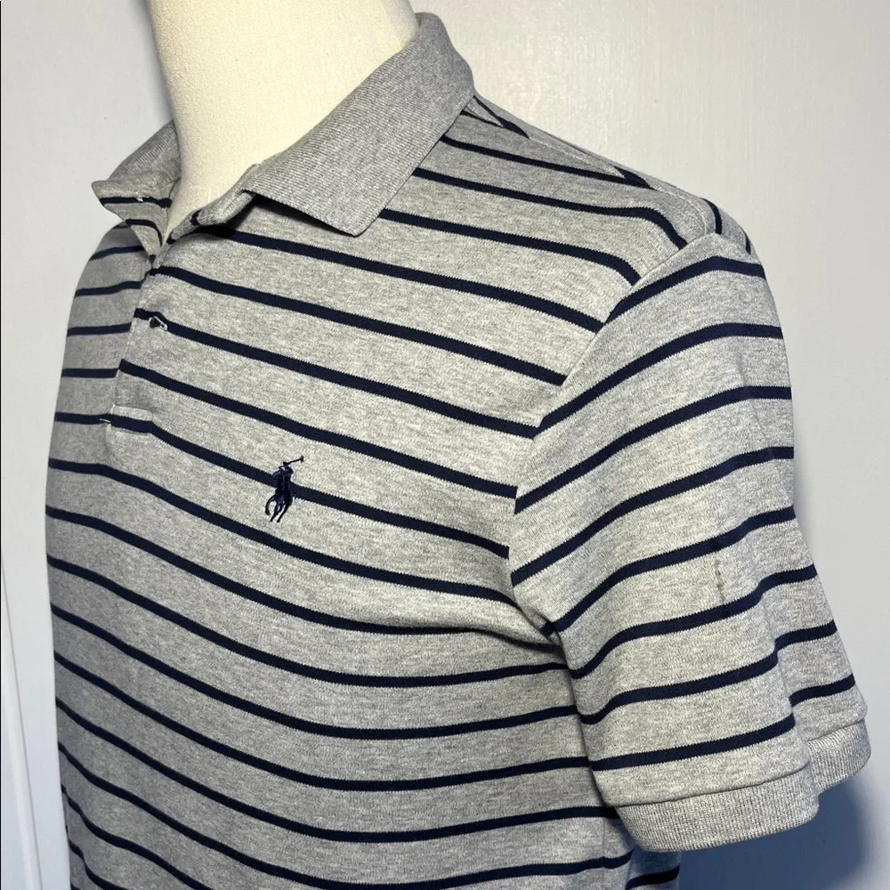 Polo Ralph Lauren Classic Fit Grey w/Navy Stripes S/S Soft Shirt Men's Small